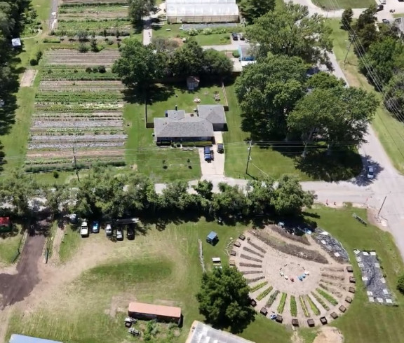Aerial photo of Gibbs Road Farm and Common Ground