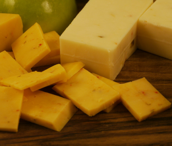 cheese slices on a platter